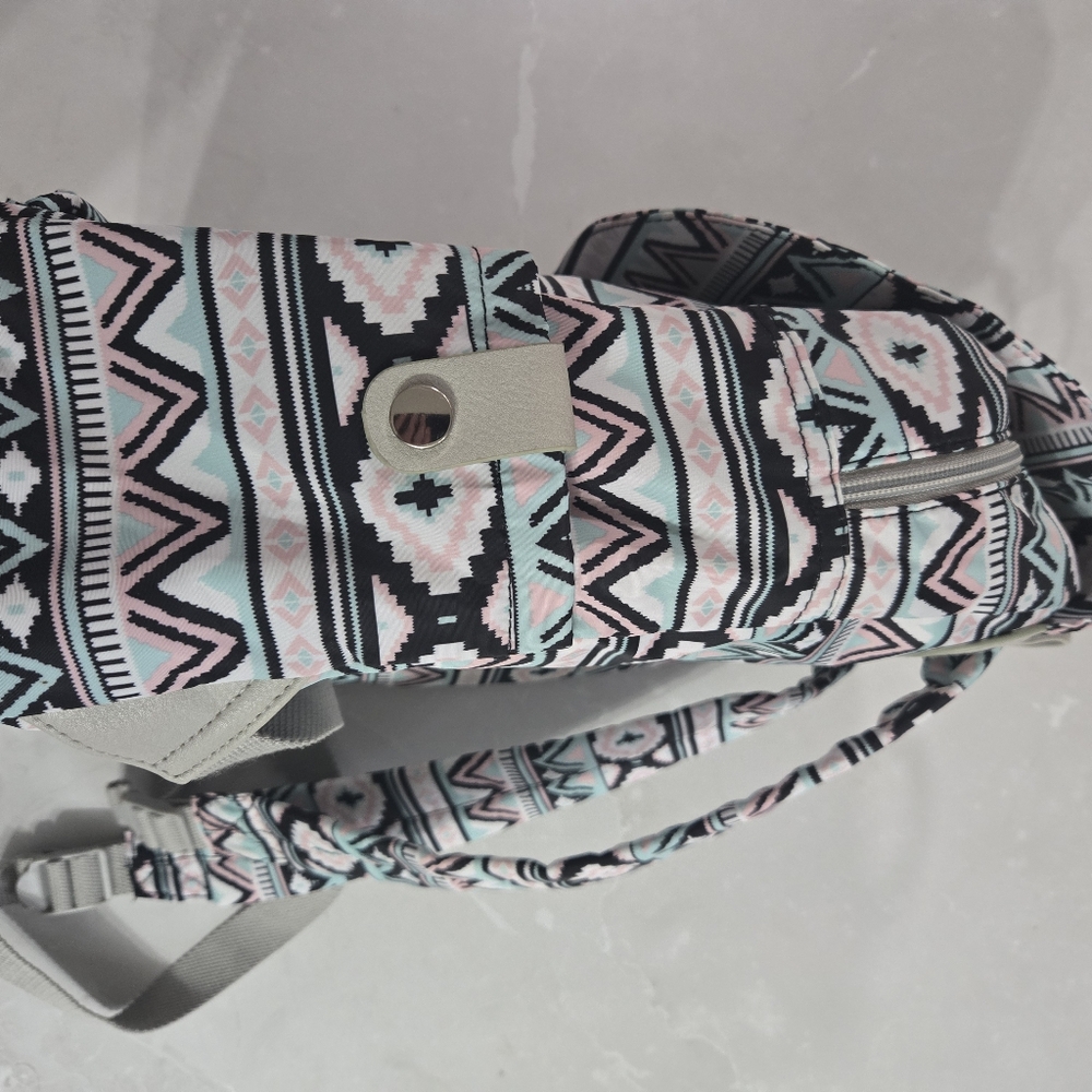 Aztec Patterned Backpack With Pink And Black Acce… - image 6